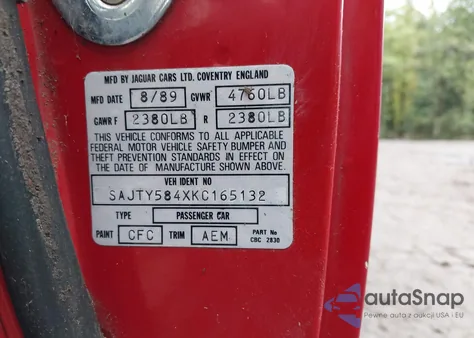 1989 Jaguar Xjs Collection Rouge from USA, damaged, VIN SAJTY584XKC165132